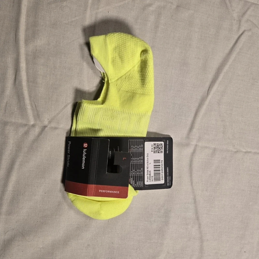 NWT Lululemon Performance Women's Power Stride No Show Socks Large Neon Green